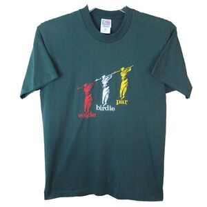Vintage Fruit of the Loom Single Stitch T-Shirt Women's L Green Golf‎ FOTL USA